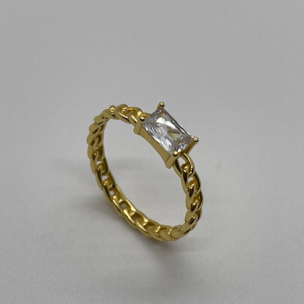 Sterling Silver Gold Chain Ring/ Size 6, 7 and 8
